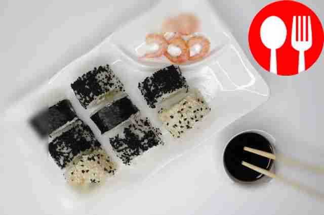 Homemade rolls with chaplain caviar (masago)