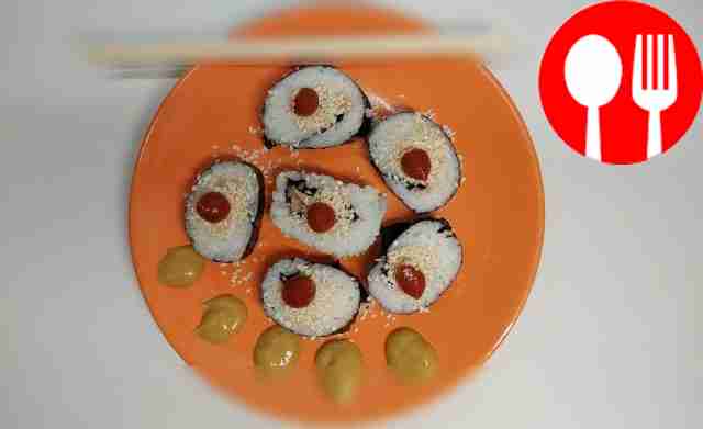 Popular rolls with salmon and avocado