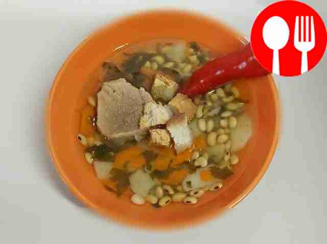 Healthy soy soup with veal