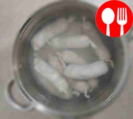 Place the finished sausages in a pan of...