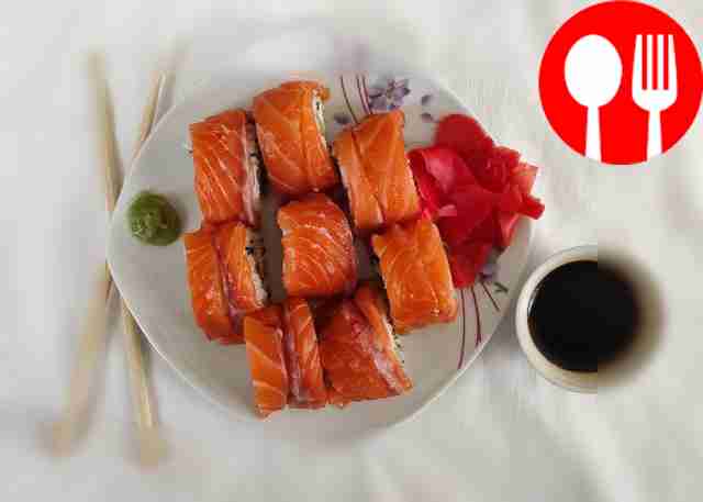 Homemade Philadelphia rolls with avocado