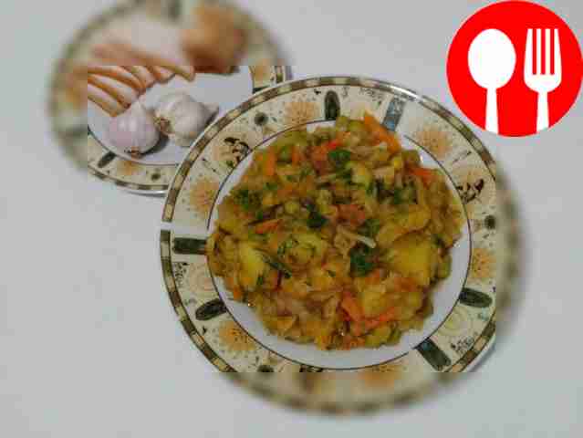 Homemade potatoes with cabbage