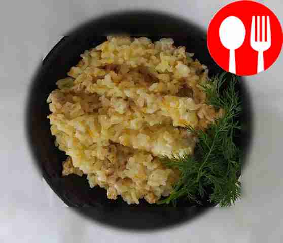 Рис в сметанном соусе с нежным мясом Rice in sour cream sauce with tender meat