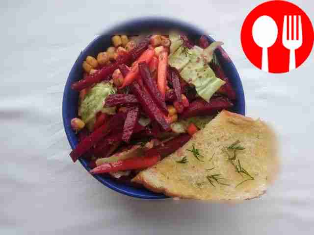 Quick and healthy beet and canned corn salad