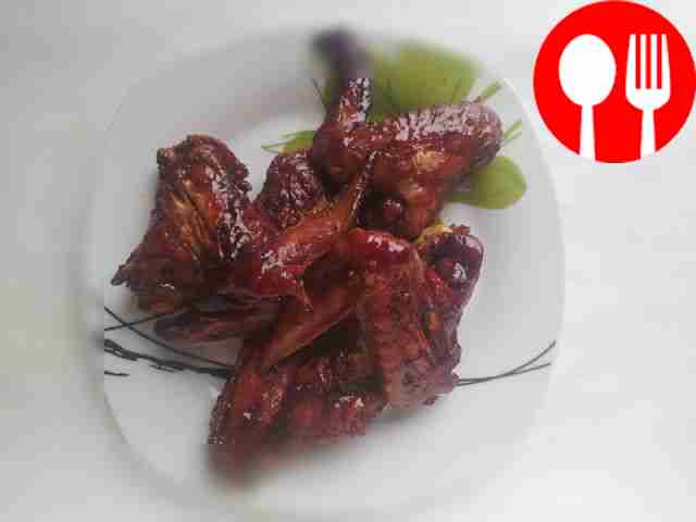Chicken wings in soy sauce with adjika and mayonnaise
