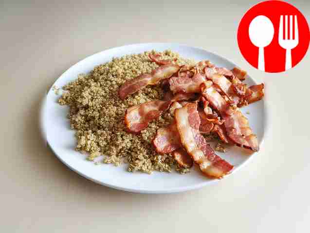 Bacon with tender quinoa