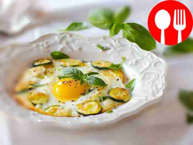 Глазунья с молодыми кабачками Fried egg with young zucchini