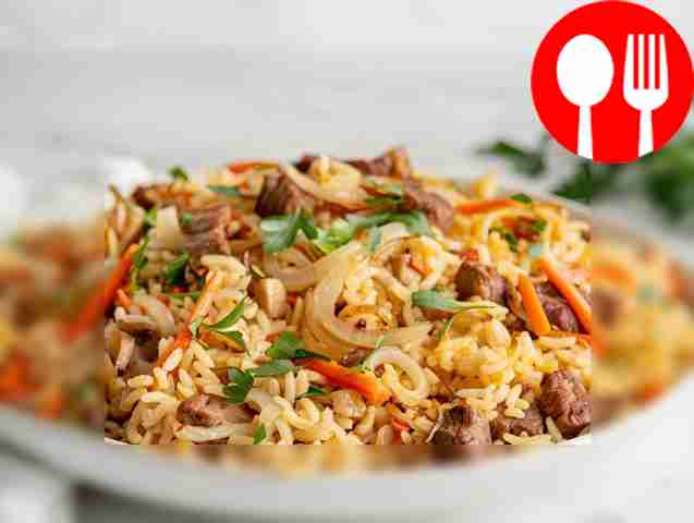 Crispy steamed rice pilaf