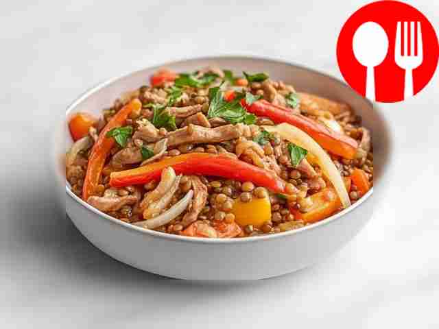 Pork with crumbly lentils