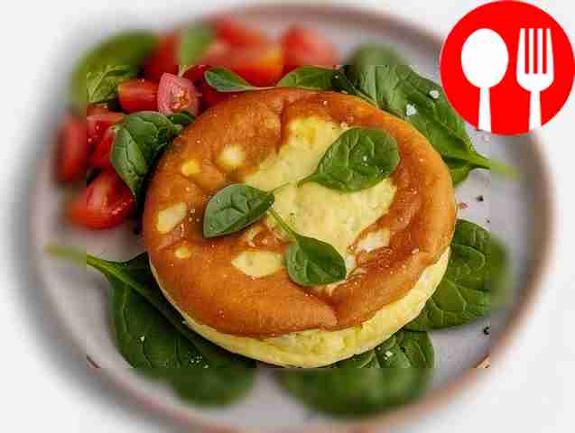 Lush omelette with cheese in the oven