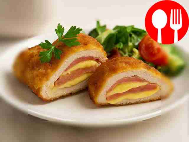 Baked turkey in the oven with pork