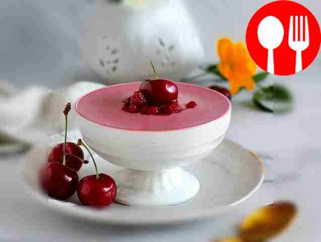 Delicate soufflé with cherries
