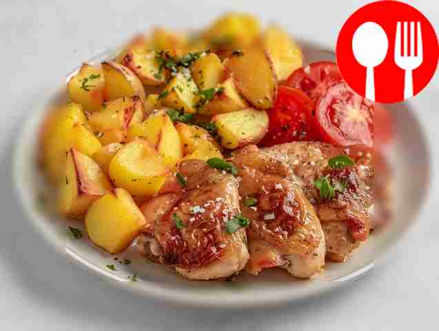 Ароматная курица с картофелем и базиликом