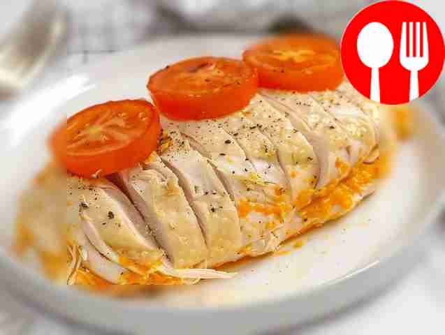 Fragrant baked chicken fillet with tomatoes