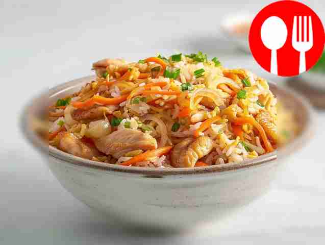 Diet pilaf with chicken fillet in the oven