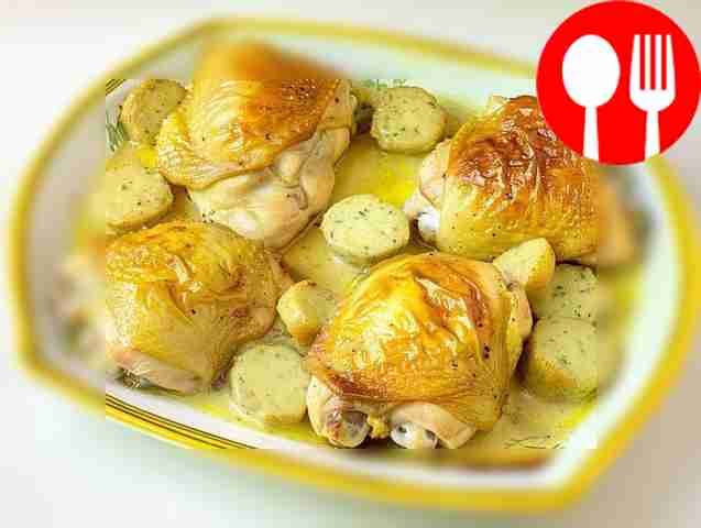 Baked chicken thighs with squash