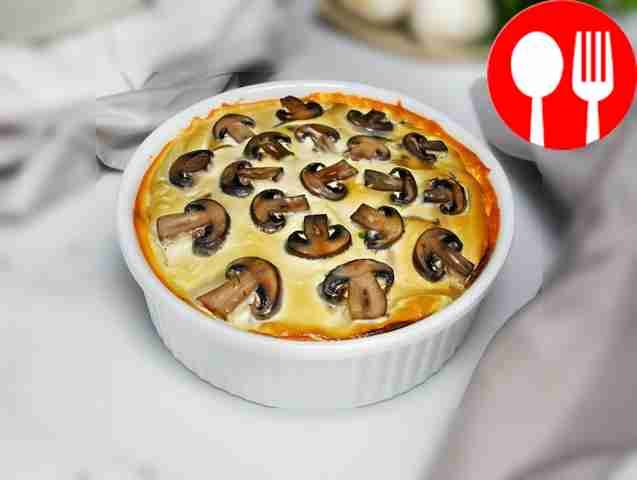 Tender soufflé with mushrooms