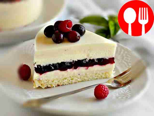 Festive soufflé cake with white chocolate, cranberries and wine