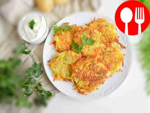 Crispy potato pancakes with carrots