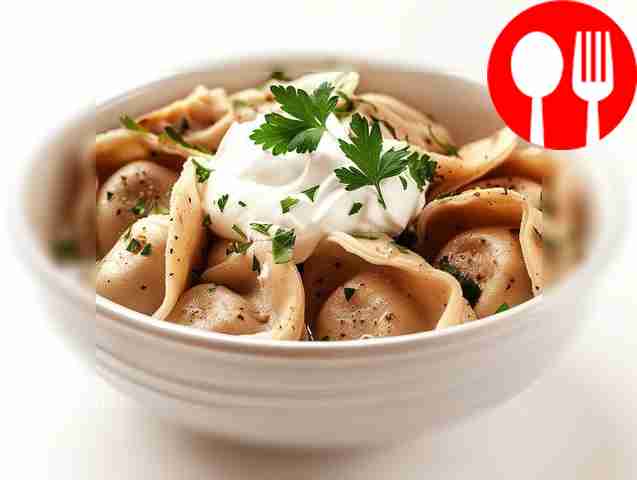 Healthy dumplings made from rye flour with beef