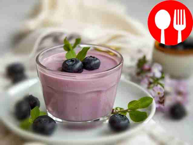 Blueberry souffle on agar-agar