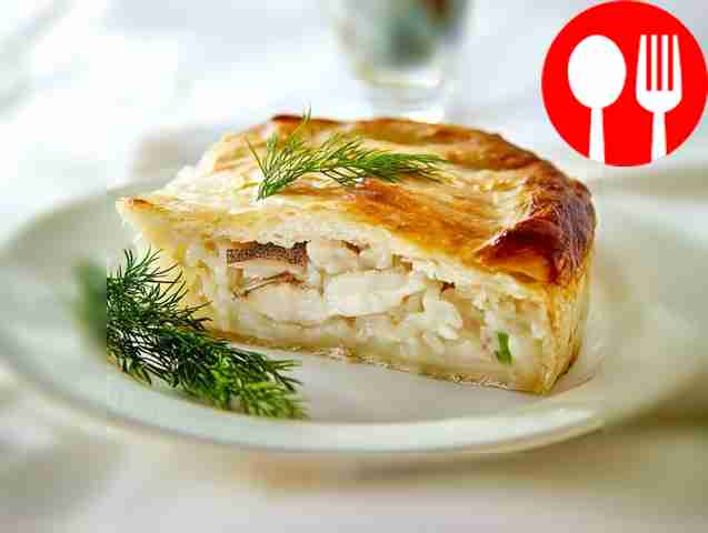 Quick pike perch pie with rice