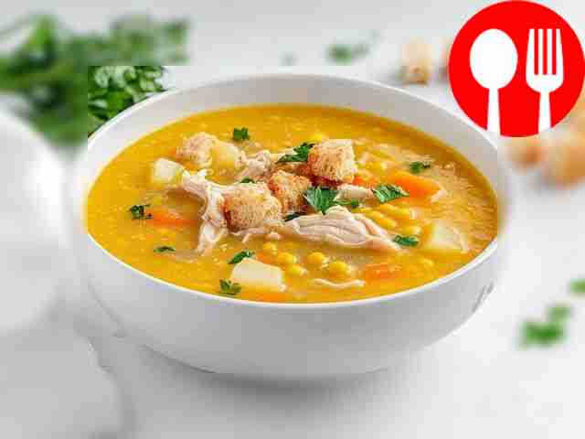 Pea soup with chicken broth