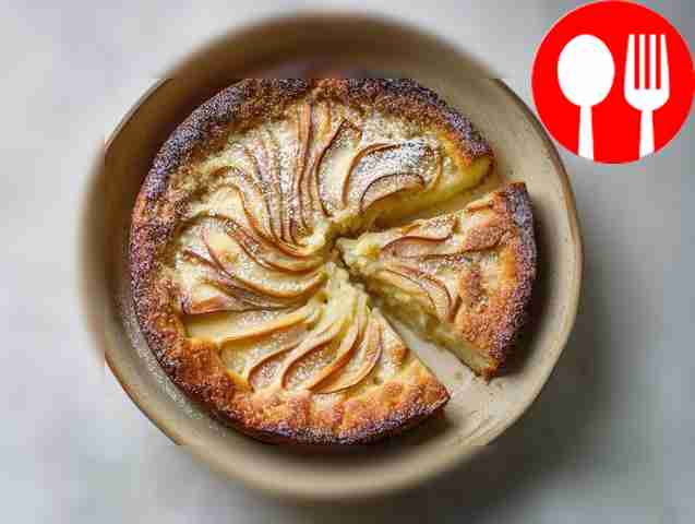 Healthy dietary charlotte with apples and cottage cheese