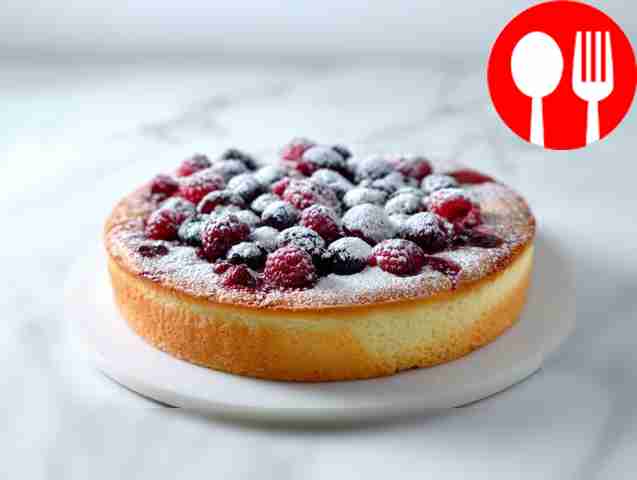 Light curd pie with berries