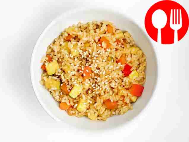 Рис с овощами под соусом терияки