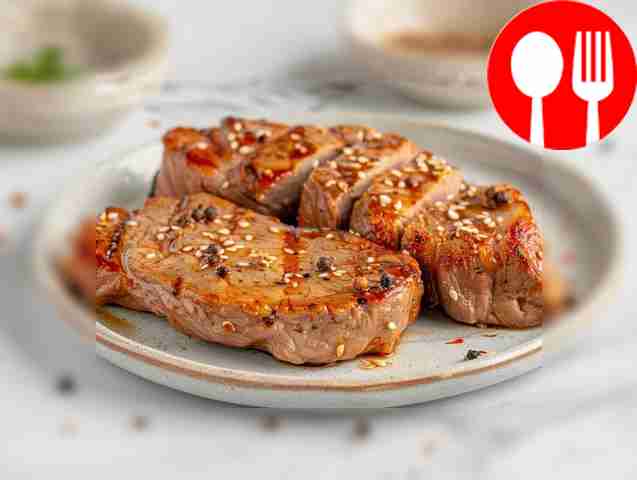 Pork steaks with coriander on charcoal