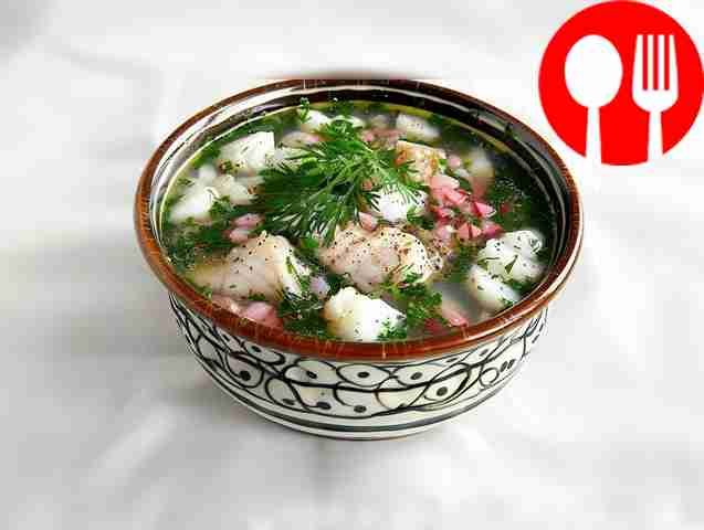 Cold soup with fish and gooseberries