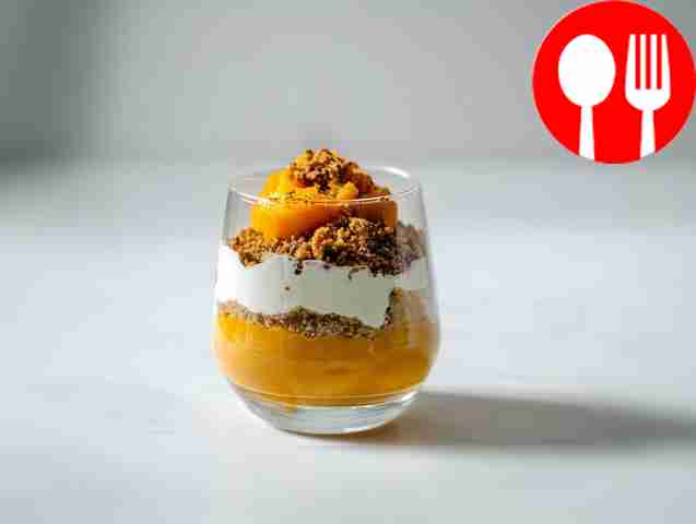 Dessert of cookies and pumpkin porridge