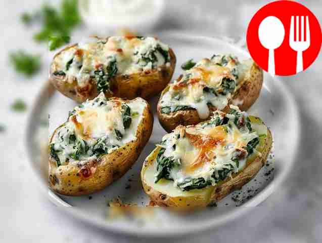 Картофельные лодочки со шпинатом и сыром