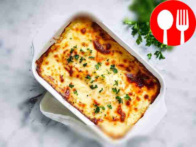 Hearty potato casserole with mushrooms