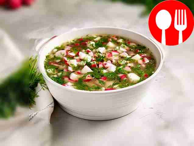 Cold okroshka with radishes