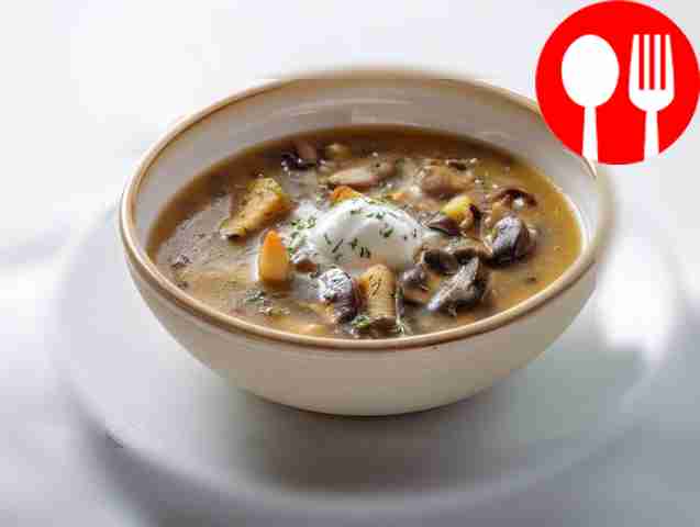 Mushroom soup made from frozen porcini mushrooms