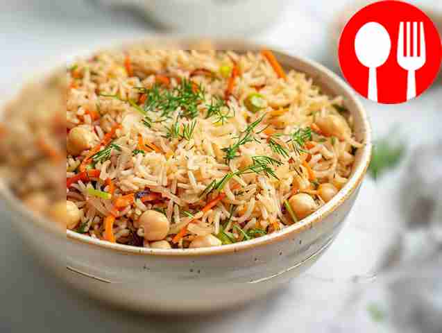 Lenten pilaf with rice and chickpeas