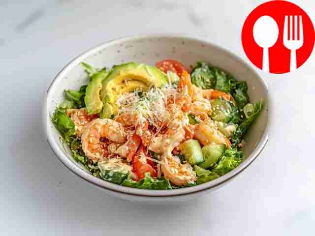 Light salad with shrimp