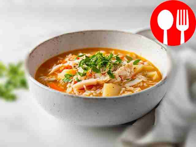 Light cod soup with rice