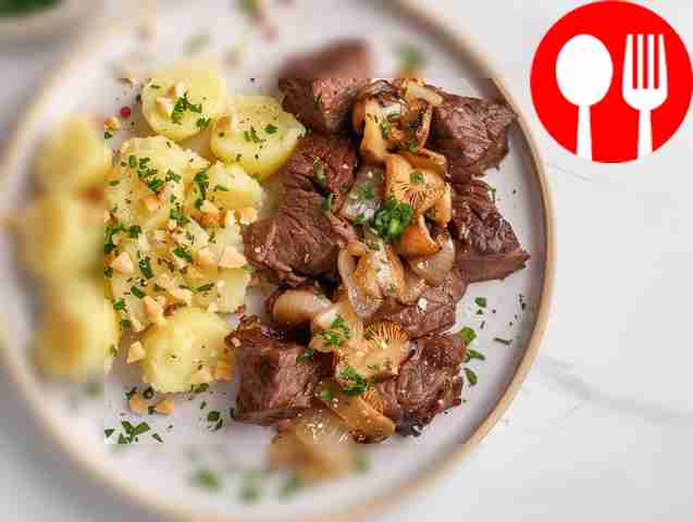 Tender beef with chanterelles