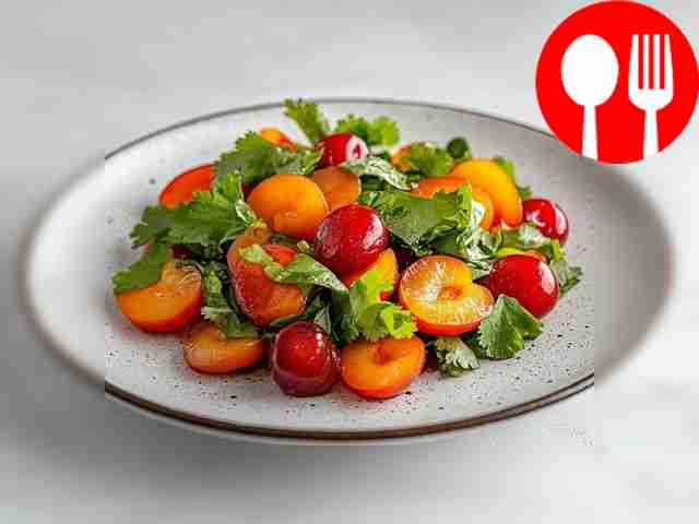 Пикантный салат с алычой и вишней