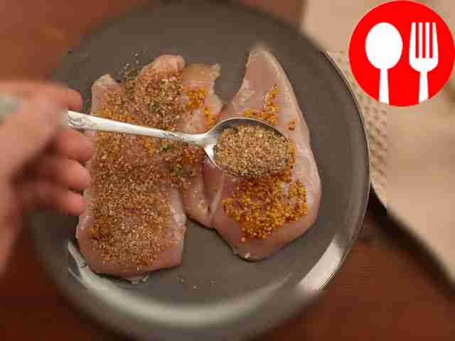 Brush the meat with mustard on all sides and...