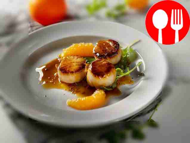 Вкусные морские гребешки с апельсином