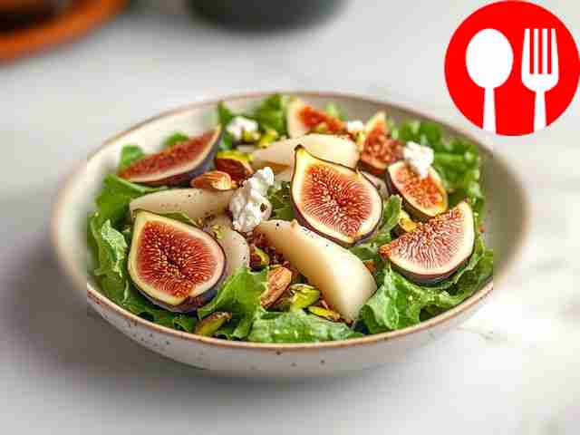 Delicious salad with figs and pears