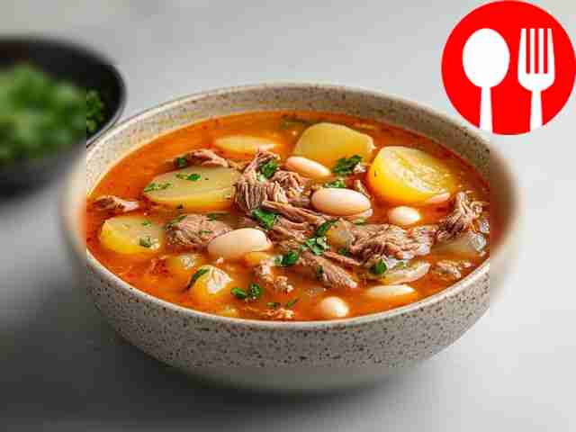 Томатный фасолевый суп с говядиной Tomato bean soup with beef