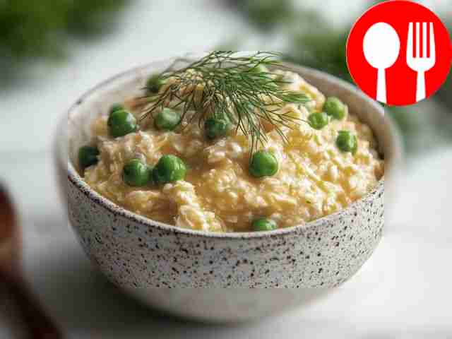 Необычная овсянка с чесноком и горохом