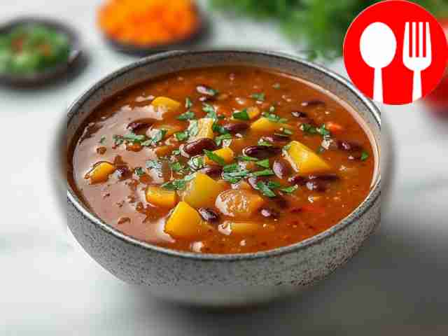 Пикантный томатно-фасолевый суп с кинзой