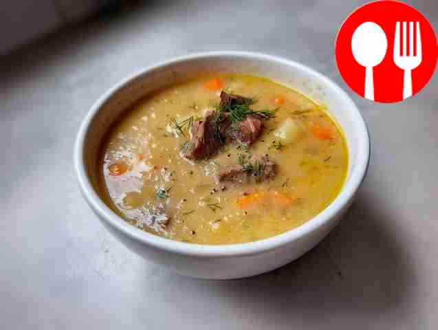 Pea soup with beef on the bone