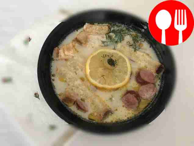 Classic cheese soup with sausage